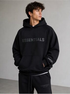 Fear of God ESSENTIALS Pullover Hoodie – Black – XL